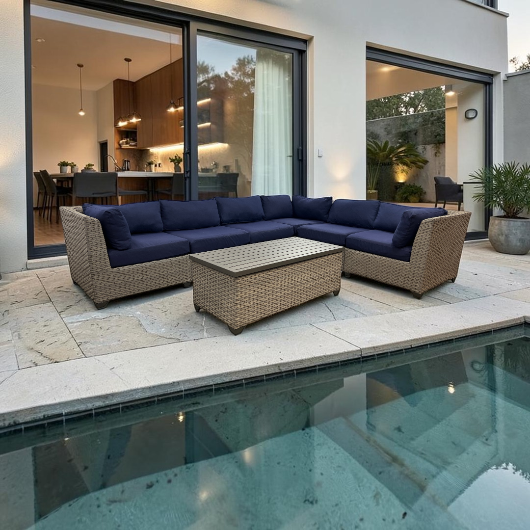Wildon Home Estes PVC Wicker 6-Person Seating Group with Sunbrella Cushions