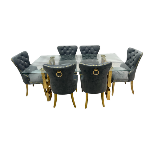 Rosdorf Park Upholstered Dining Table and Chairs Set, Tufted Back Design With Stainless Steel Leg (Set of 6), image 3