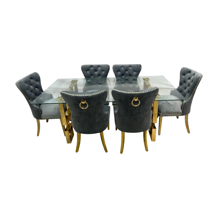 Rosdorf Park Upholstered Dining Table and Chairs Set, Tufted Back Design With Stainless Steel Leg (Set of 6), image 3