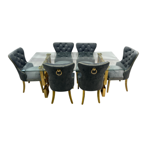 Rosdorf Park Upholstered Dining Table and Chairs Set, Tufted Back Design With Stainless Steel Leg (Set of 6), image 4