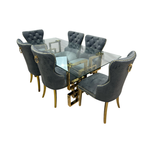 Rosdorf Park Upholstered Dining Table and Chairs Set, Tufted Back Design With Stainless Steel Leg (Set of 6), image 5