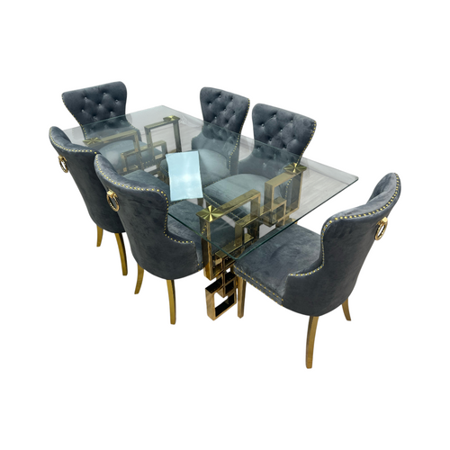 Rosdorf Park Upholstered Dining Table and Chairs Set, Tufted Back Design With Stainless Steel Leg (Set of 6), image 6