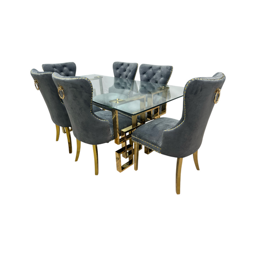 Rosdorf Park Upholstered Dining Table and Chairs Set, Tufted Back Design With Stainless Steel Leg (Set of 6), image 10