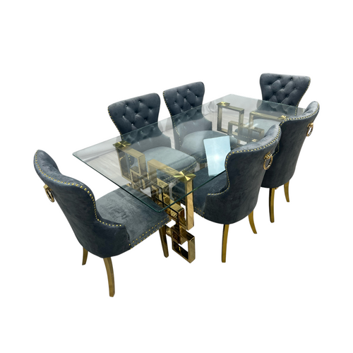Rosdorf Park Upholstered Dining Table and Chairs Set, Tufted Back Design With Stainless Steel Leg (Set of 6), image 11