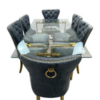 Rosdorf Park Upholstered Dining Table and Chairs Set, Tufted Back Design With Stainless Steel Leg (Set of 6)