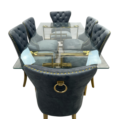 Rosdorf Park Upholstered Dining Table and Chairs Set, Tufted Back Design With Stainless Steel Leg (Set of 6), image 8