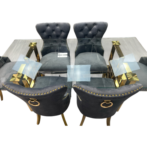 Rosdorf Park Upholstered Dining Table and Chairs Set, Tufted Back Design With Stainless Steel Leg (Set of 6), image 9