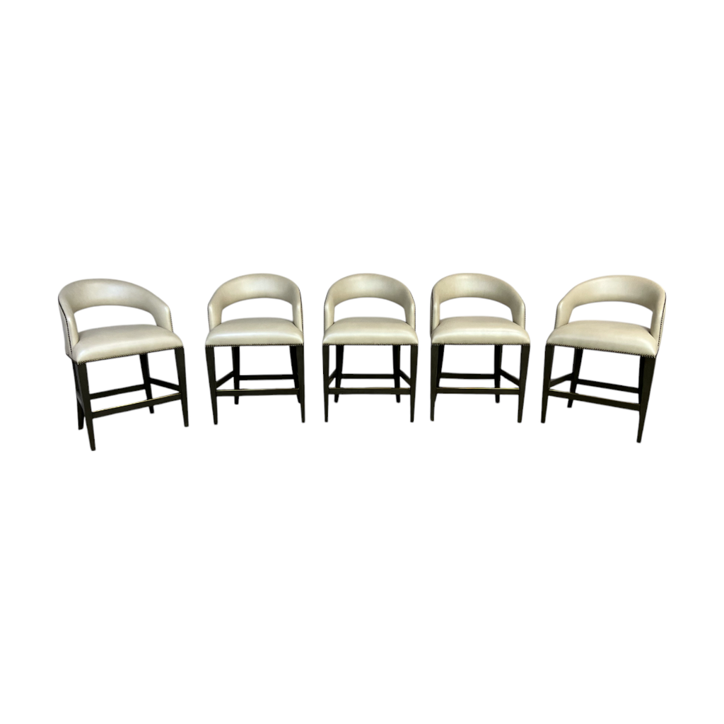 Luxe Decor Woodbridge Annabelle Leather Hardwood Charcoal Counter Stool