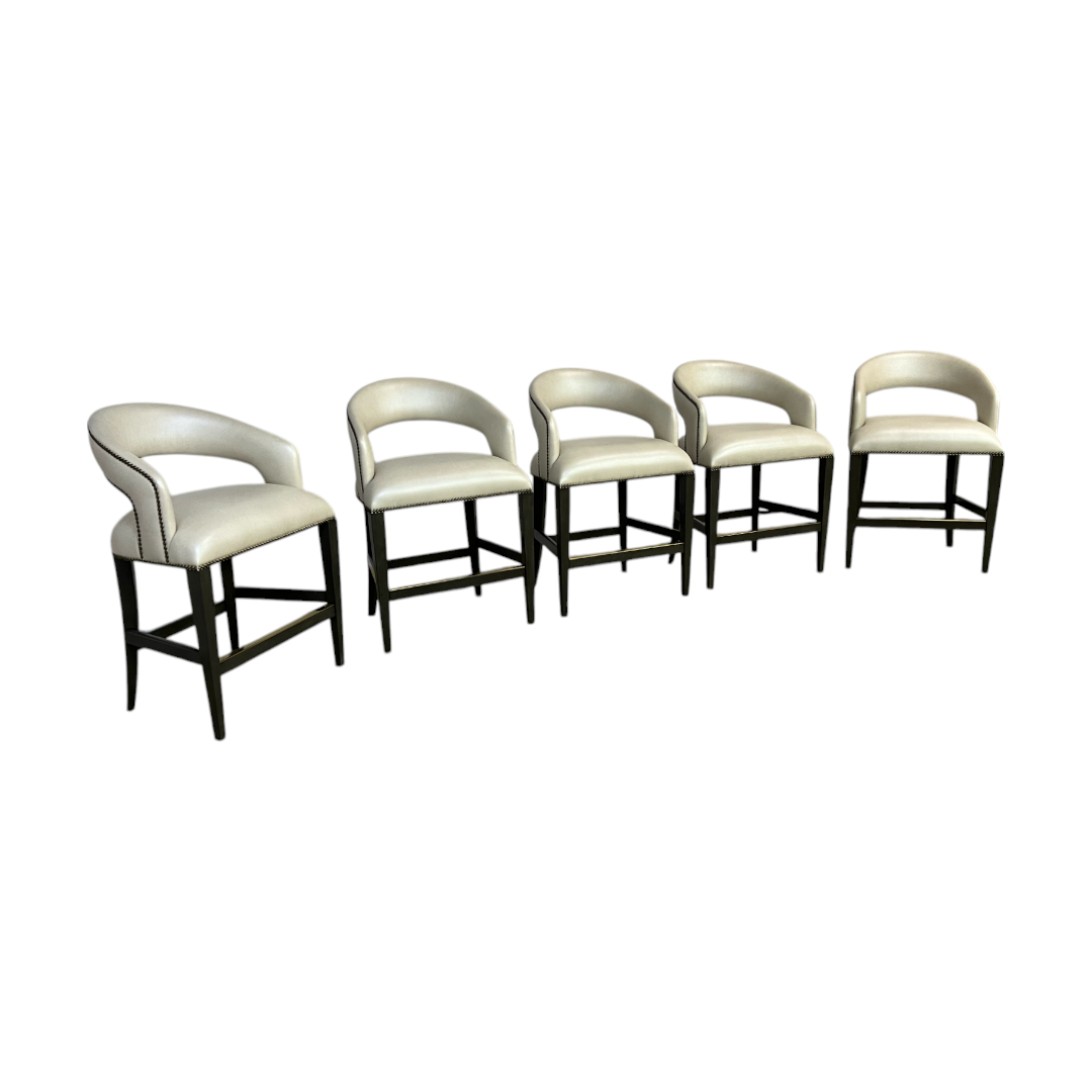Luxe Decor Woodbridge Annabelle Leather Hardwood Charcoal Counter Stool