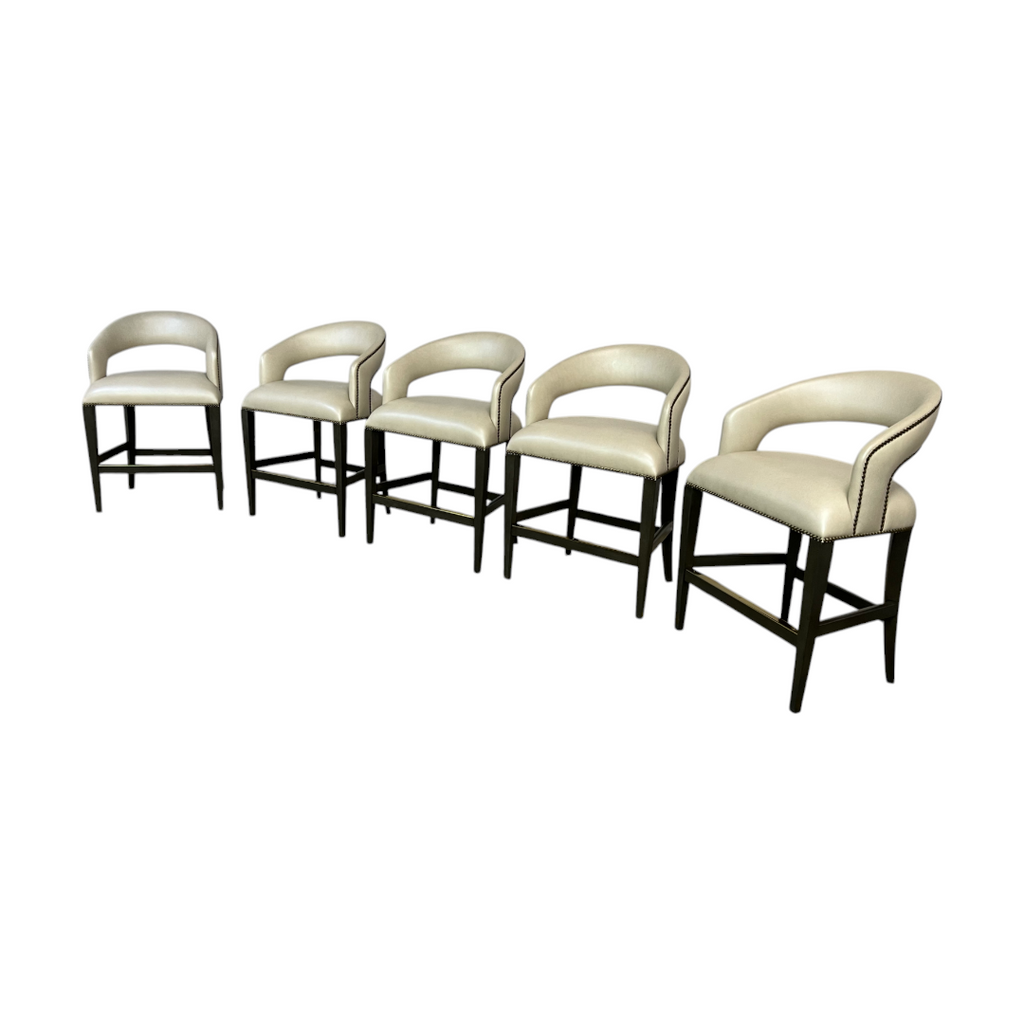 Luxe Decor Woodbridge Annabelle Leather Hardwood Charcoal Counter Stool