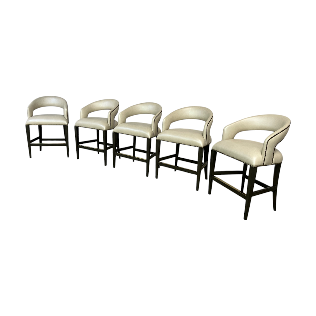 Luxe Decor Woodbridge Annabelle Leather Hardwood Charcoal Counter Stool