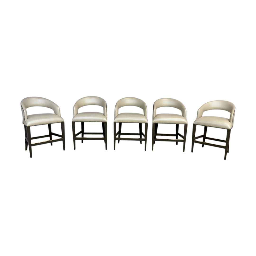 Luxe Decor Woodbridge Annabelle Leather Hardwood Charcoal Counter Stool