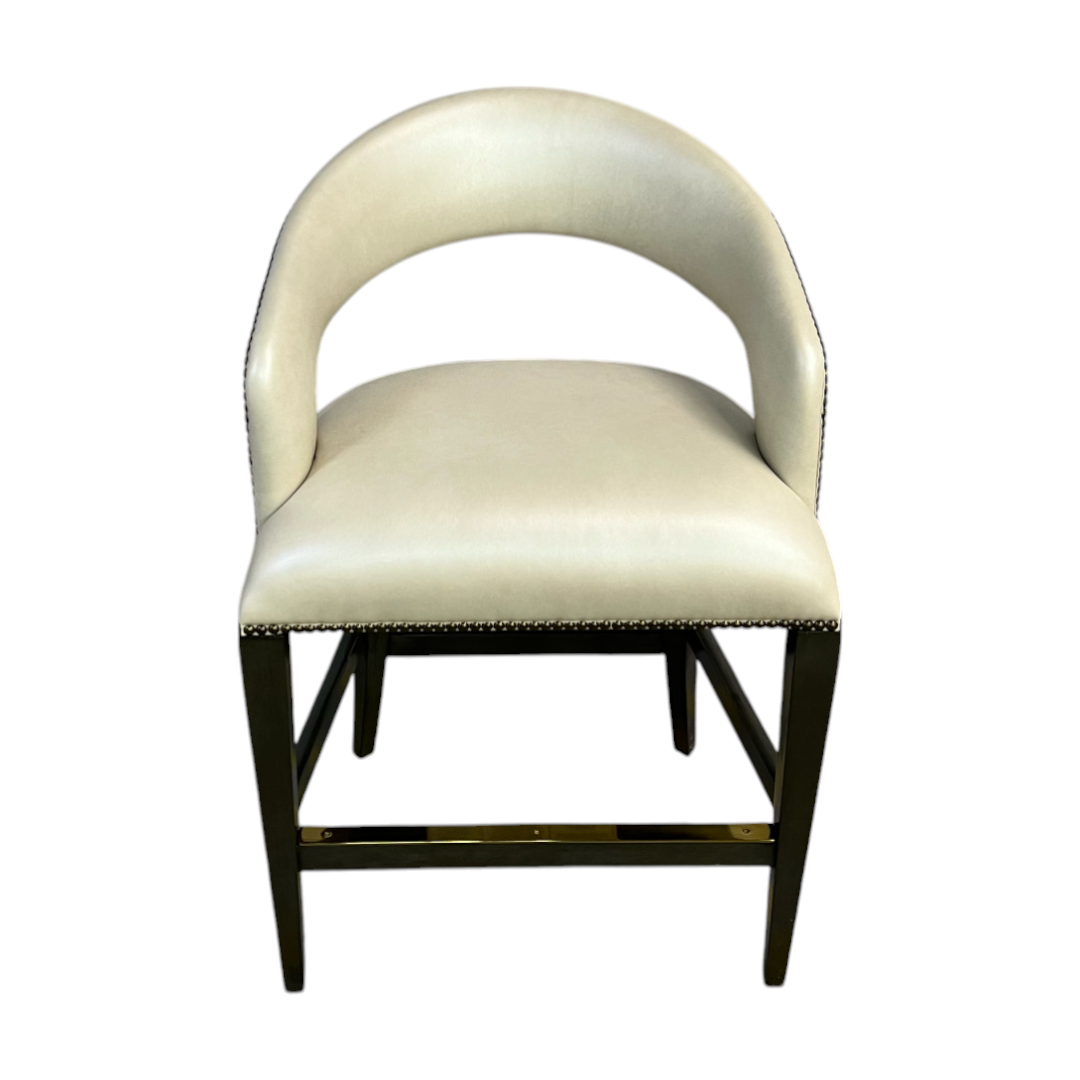 Luxe Decor Woodbridge Annabelle Leather Hardwood Charcoal Counter Stool