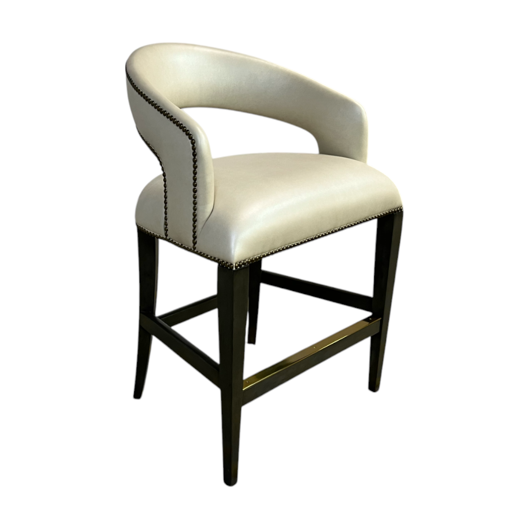 Luxe Decor Woodbridge Annabelle Leather Hardwood Charcoal Counter Stool