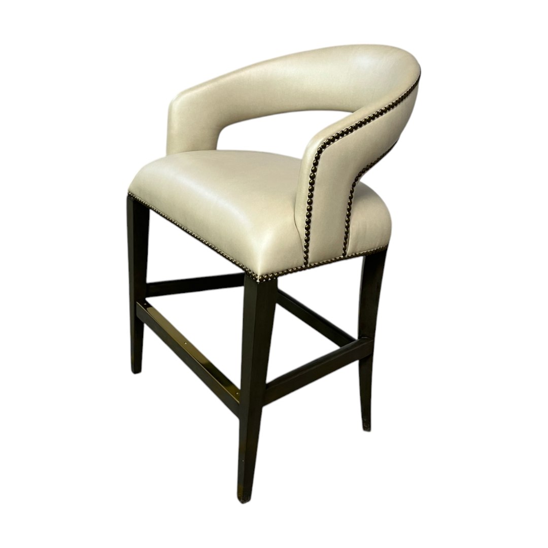 Luxe Decor Woodbridge Annabelle Leather Hardwood Charcoal Counter Stool