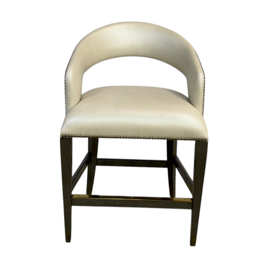 Luxe Decor Woodbridge Annabelle Leather Hardwood Charcoal Counter Stool