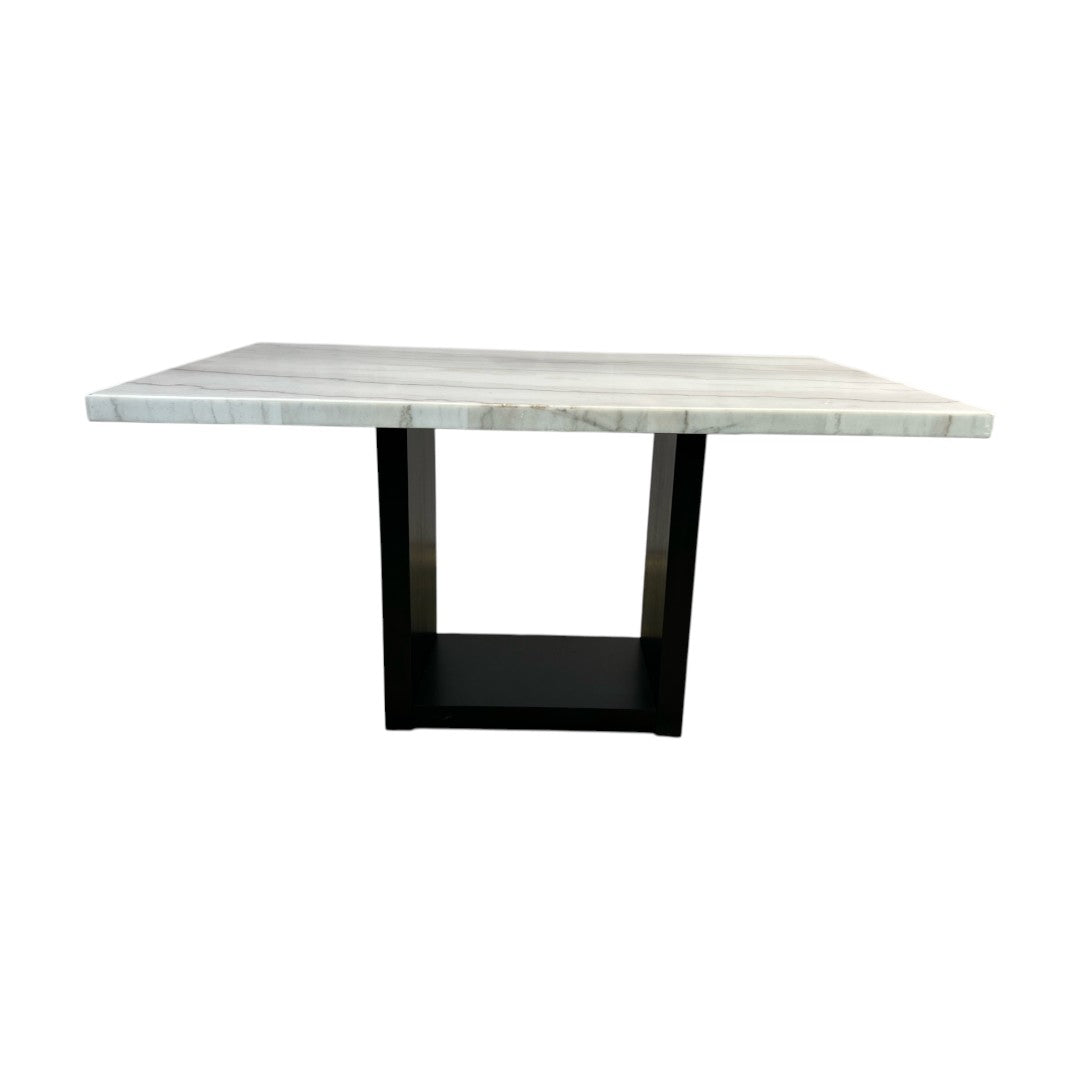 Ivy Bronx Perivale Marble Top Solid Wood Base Dining Table