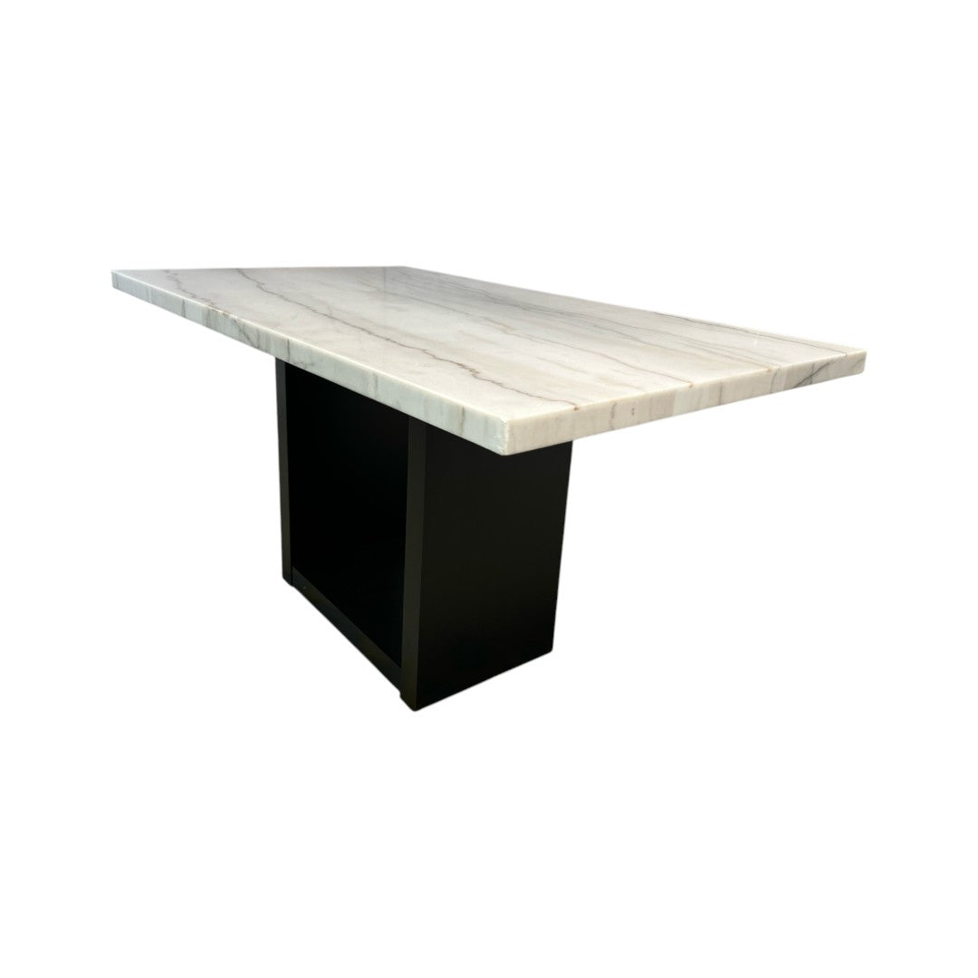 Ivy Bronx Perivale Marble Top Solid Wood Base Dining Table