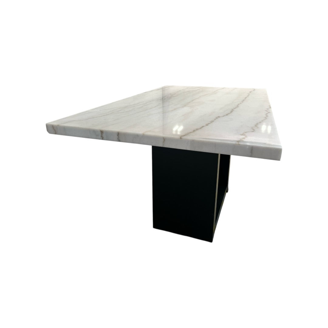 Ivy Bronx Perivale Marble Top Solid Wood Base Dining Table