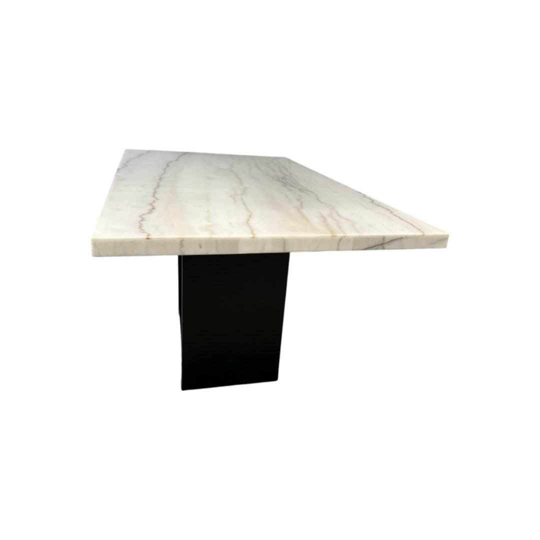 Ivy Bronx Perivale Marble Top Solid Wood Base Dining Table