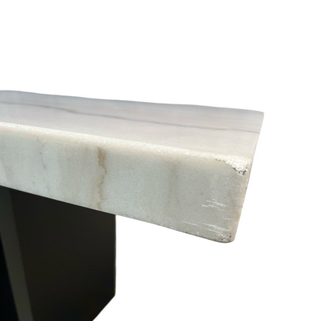 Ivy Bronx Perivale Marble Top Solid Wood Base Dining Table