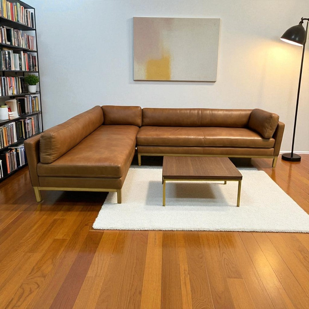 Joss & Main Nels Leather Sectional Sofa