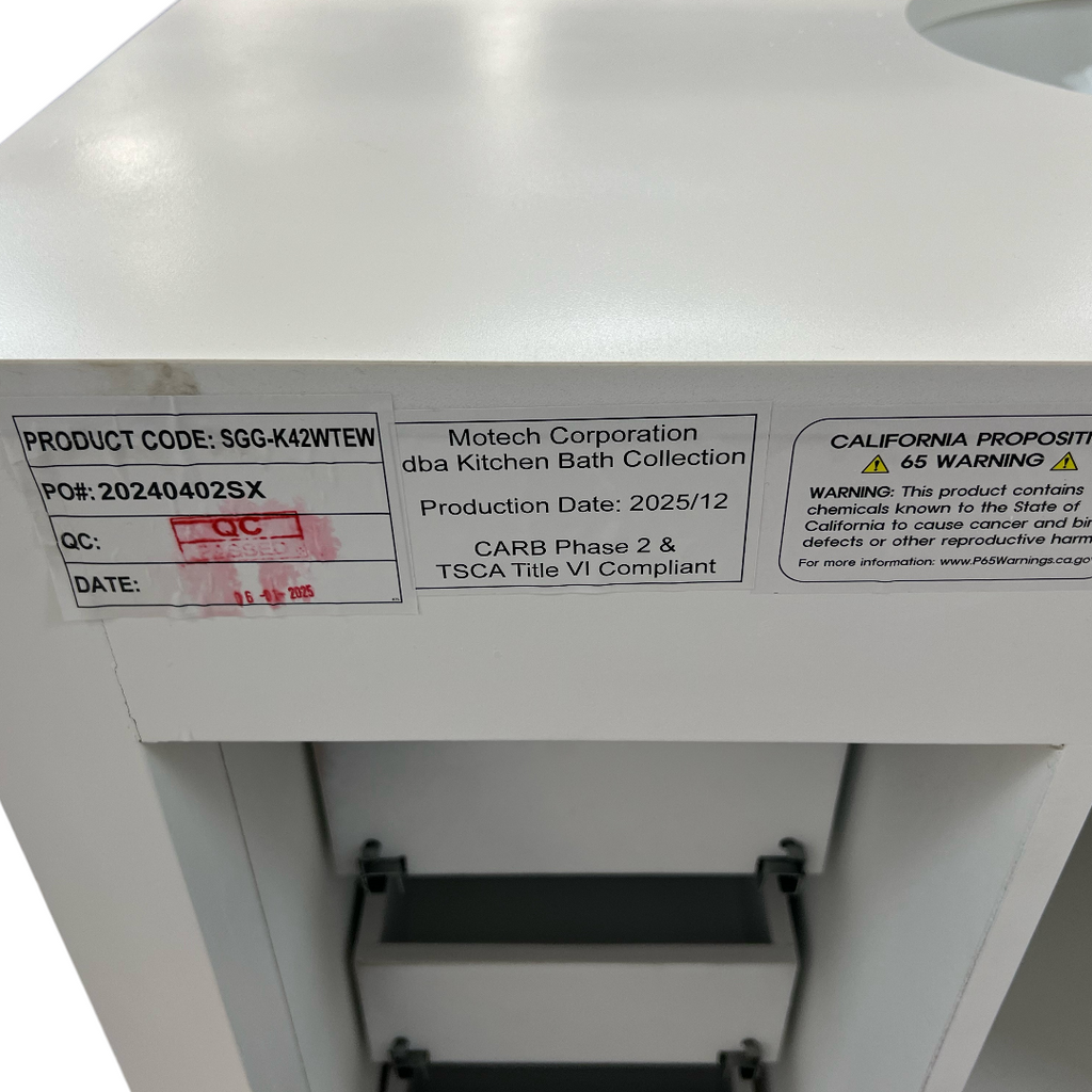 Kitchen Bath Collection Horizon 42" Bathroom Vanity with Engineered Carrara Top - White