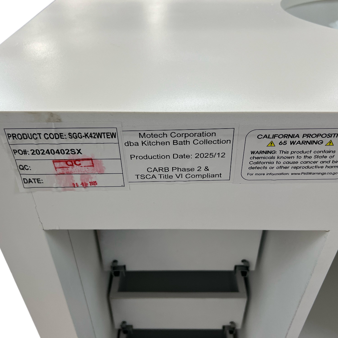Kitchen Bath Collection Horizon 42" Bathroom Vanity with Engineered Carrara Top - White
