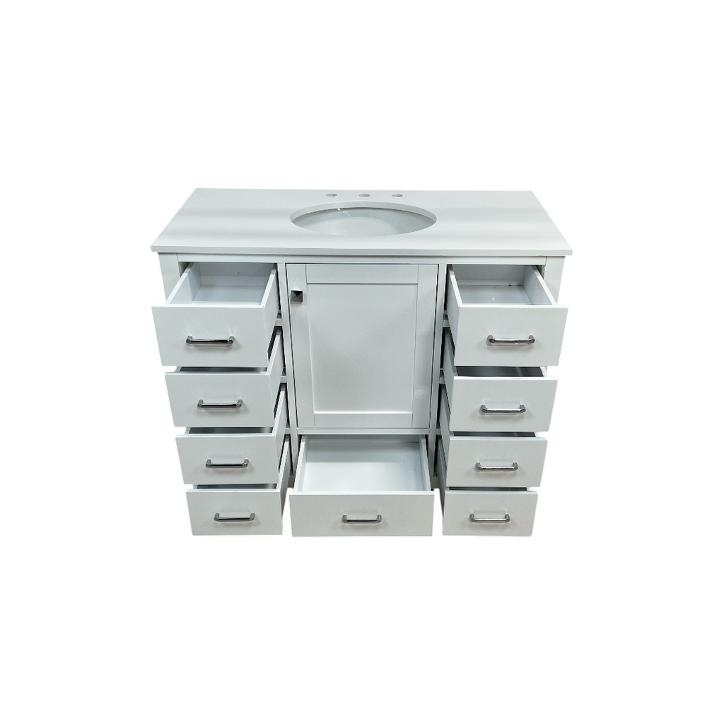 Kitchen Bath Collection Horizon 42" Bathroom Vanity with Engineered Carrara Top - White