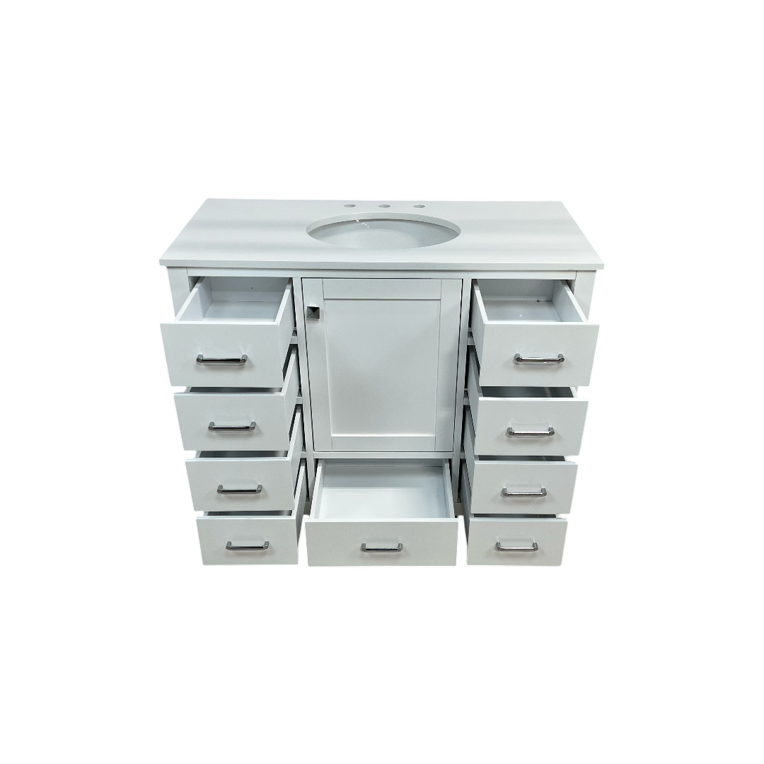 Kitchen Bath Collection Horizon 42" Bathroom Vanity with Engineered Carrara Top - White