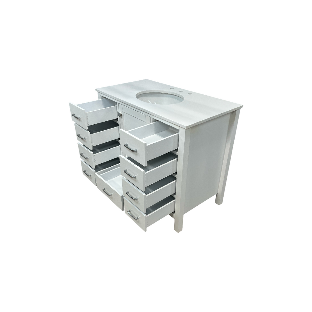 Kitchen Bath Collection Horizon 42" Bathroom Vanity with Engineered Carrara Top - White