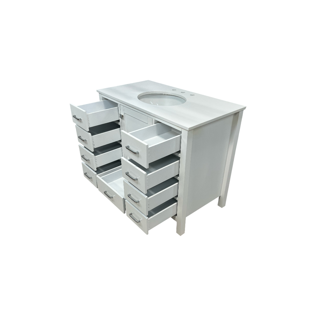 Kitchen Bath Collection Horizon 42" Bathroom Vanity with Engineered Carrara Top - White