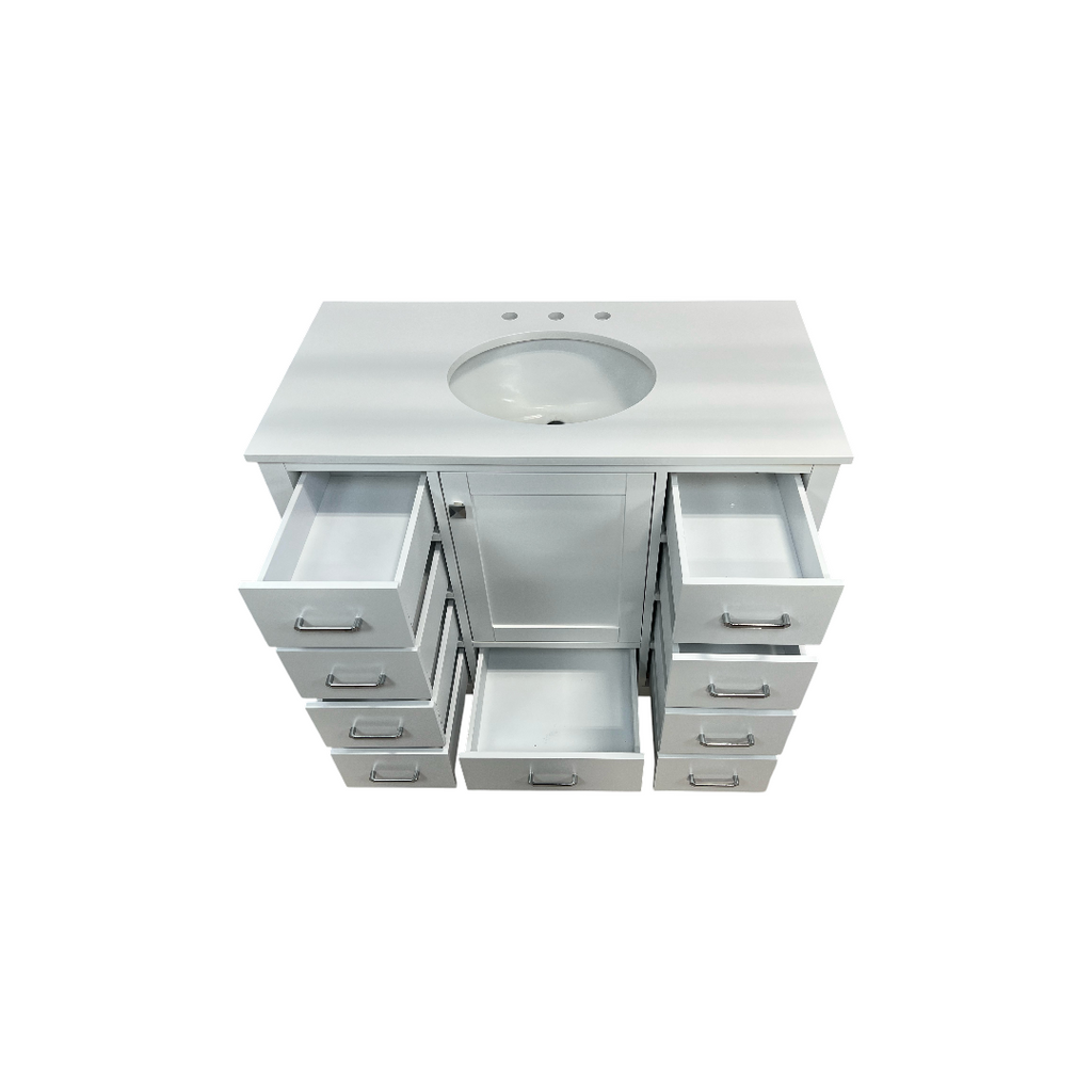 Kitchen Bath Collection Horizon 42" Bathroom Vanity with Engineered Carrara Top - White