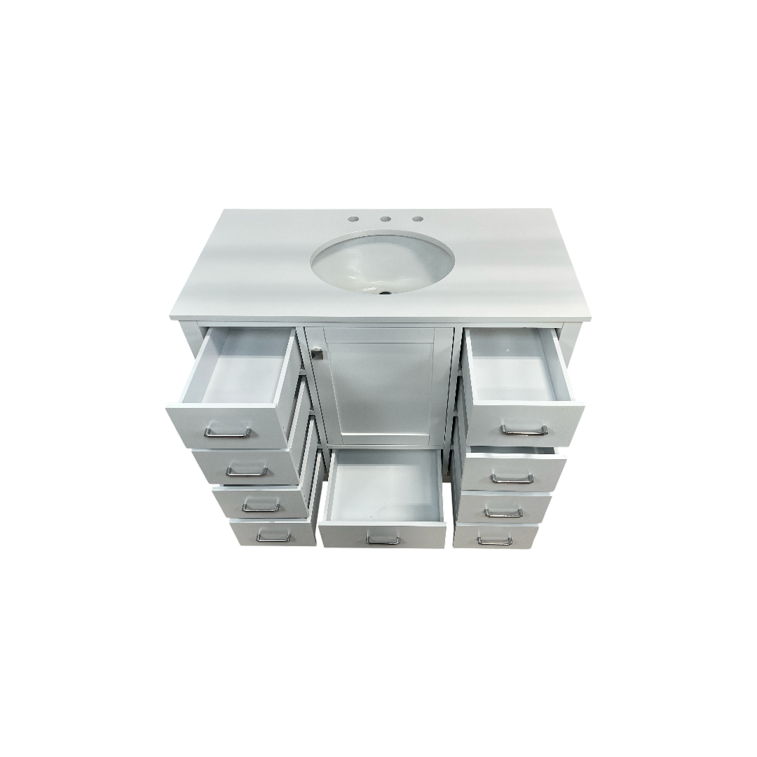 Kitchen Bath Collection Horizon 42" Bathroom Vanity with Engineered Carrara Top - White