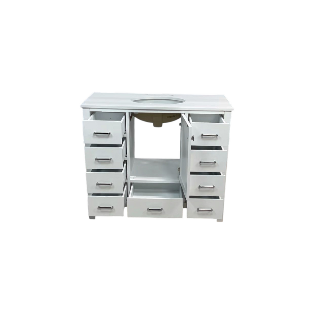 Kitchen Bath Collection Horizon 42" Bathroom Vanity with Engineered Carrara Top - White