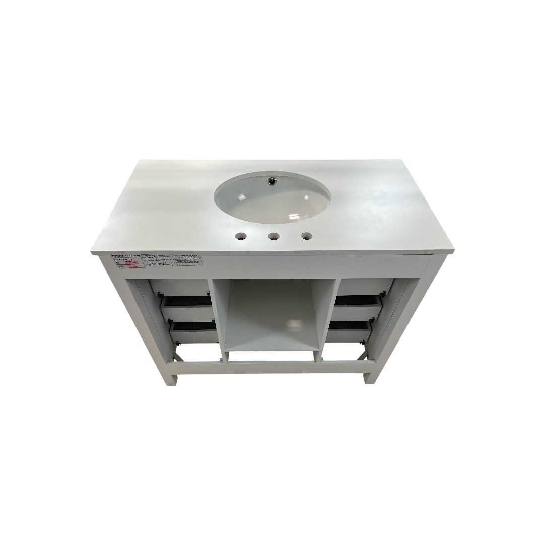 Kitchen Bath Collection Horizon 42" Bathroom Vanity with Engineered Carrara Top - White