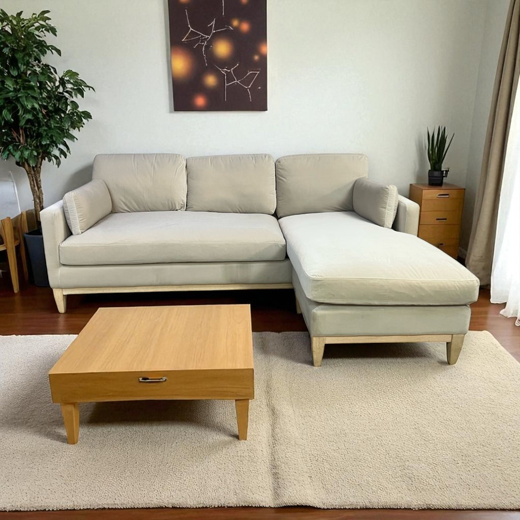 Knox Modern Farmhouse Reversible Chaise Sectional Sofa, French Beige