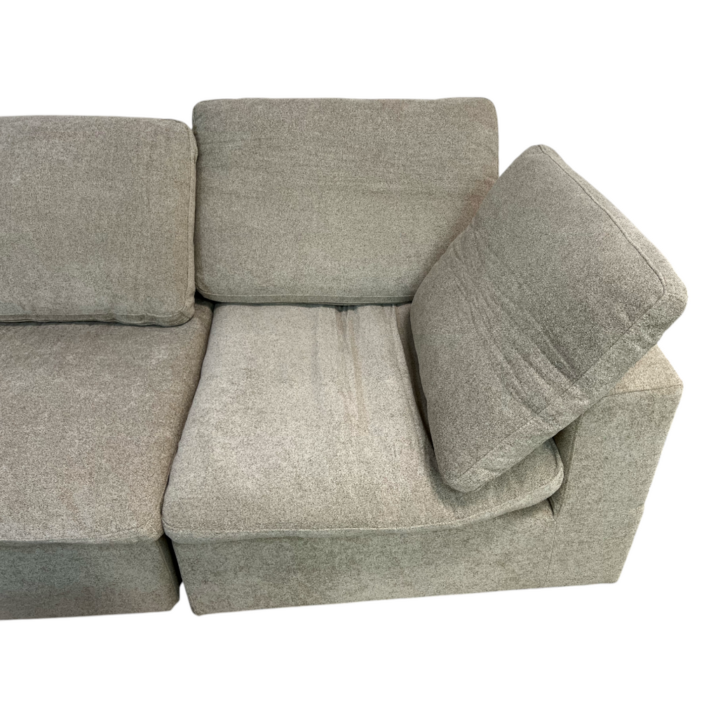 KyDeco Beige Modular Cloud Sectional Couch with Storage Ottoman