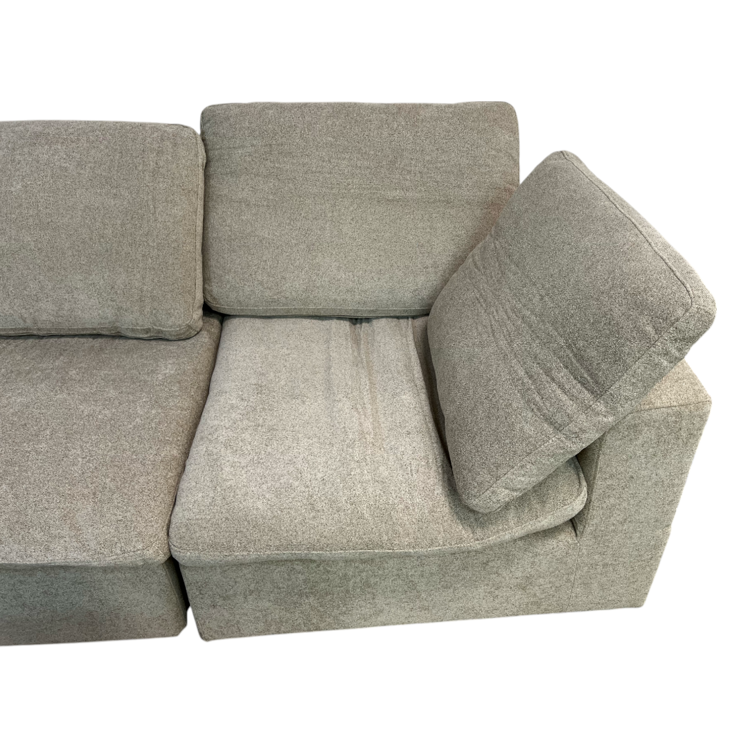 KyDeco Beige Modular Cloud Sectional Couch with Storage Ottoman