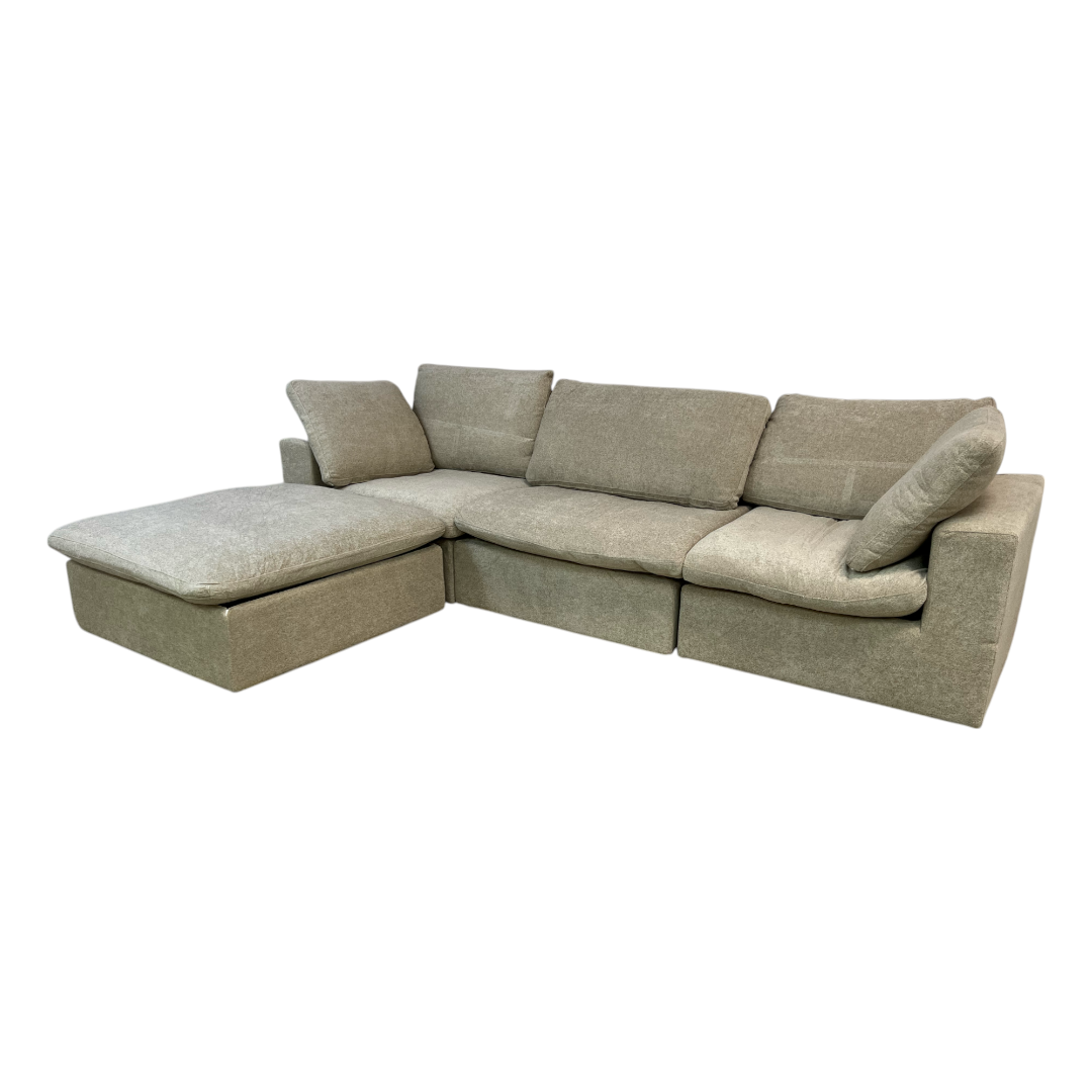 KyDeco Beige Modular Cloud Sectional Couch with Storage Ottoman