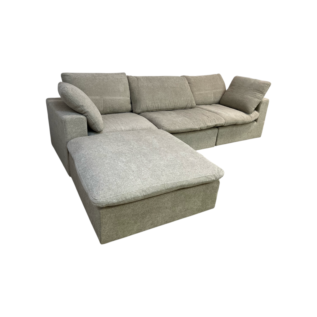 KyDeco Beige Modular Cloud Sectional Couch with Storage Ottoman