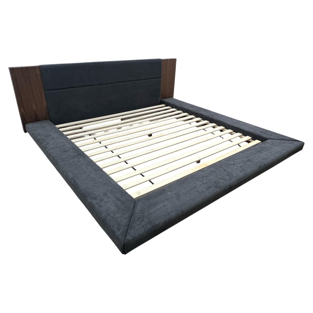 LA Furniture Eastern King Jagger Modern Dark Grey & Walnut Bed