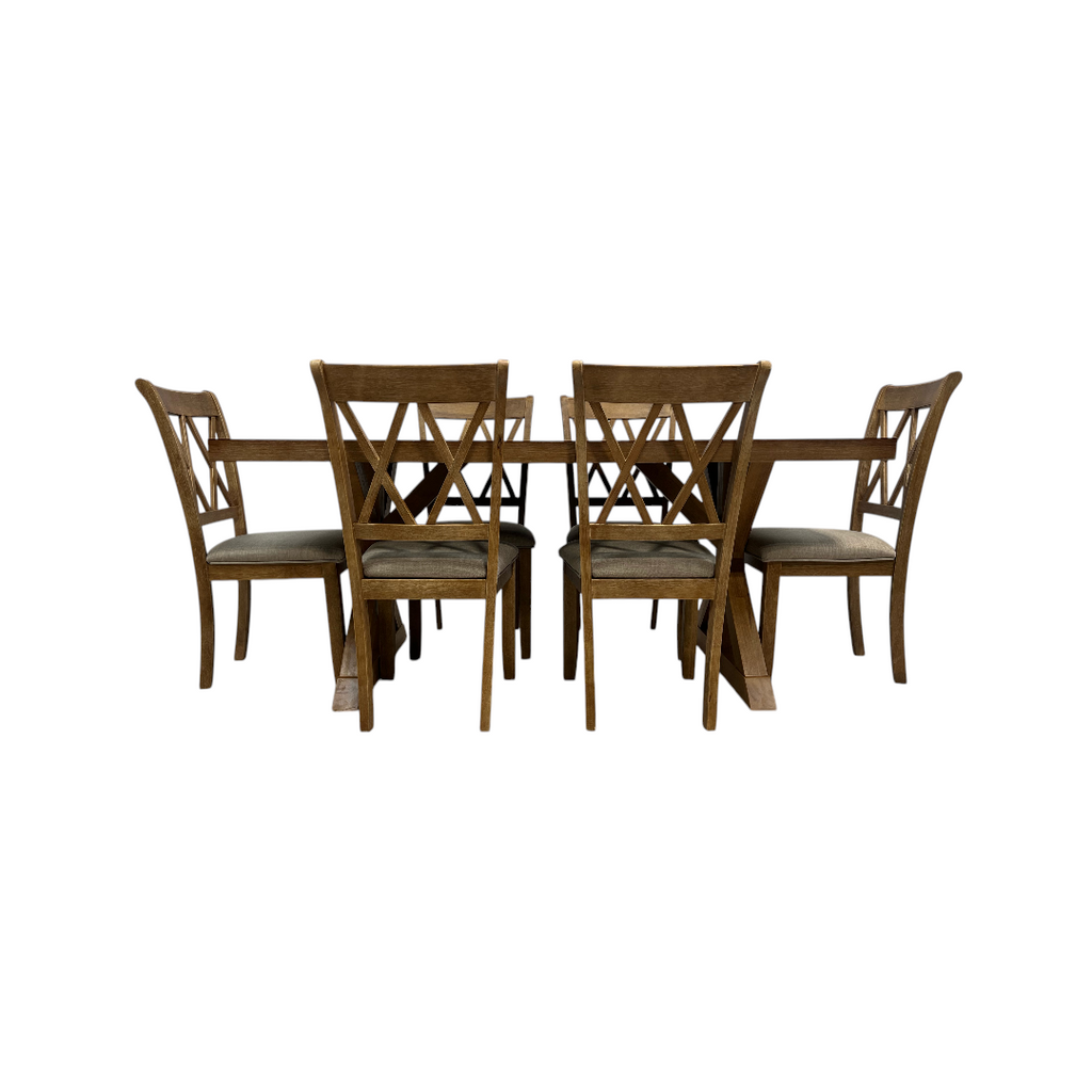 Lark Manor Tamika Enna Morden Farmhouse Wood Trestle Dining Set