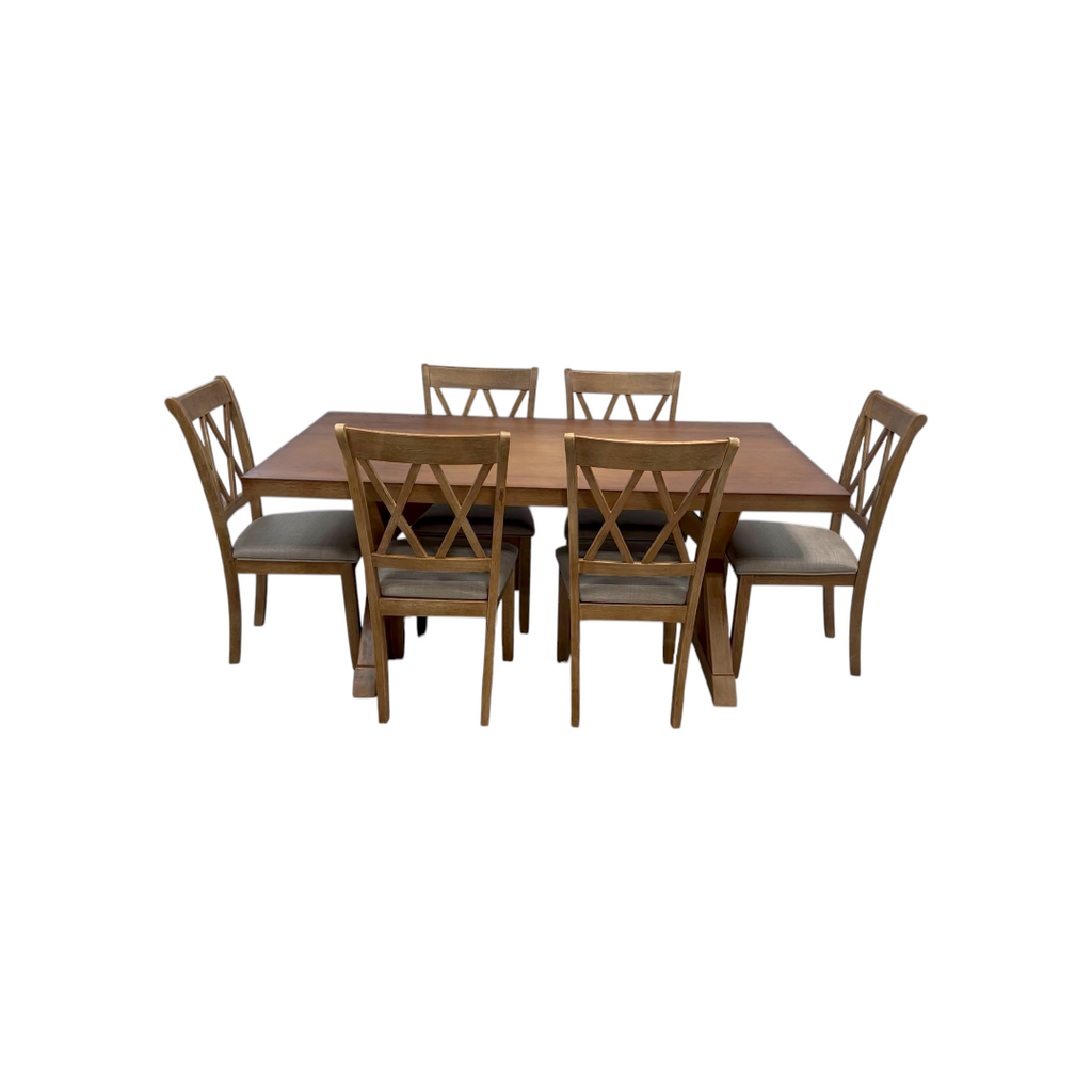 Lark Manor Tamika Wood Trestle Dining Set, 72" × 42" × 32" — image 2 of 4