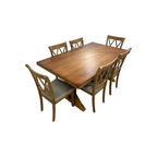 Lark Manor Tamika Wood Trestle Dining Set, 72" × 42" × 32" — image 3 of 4