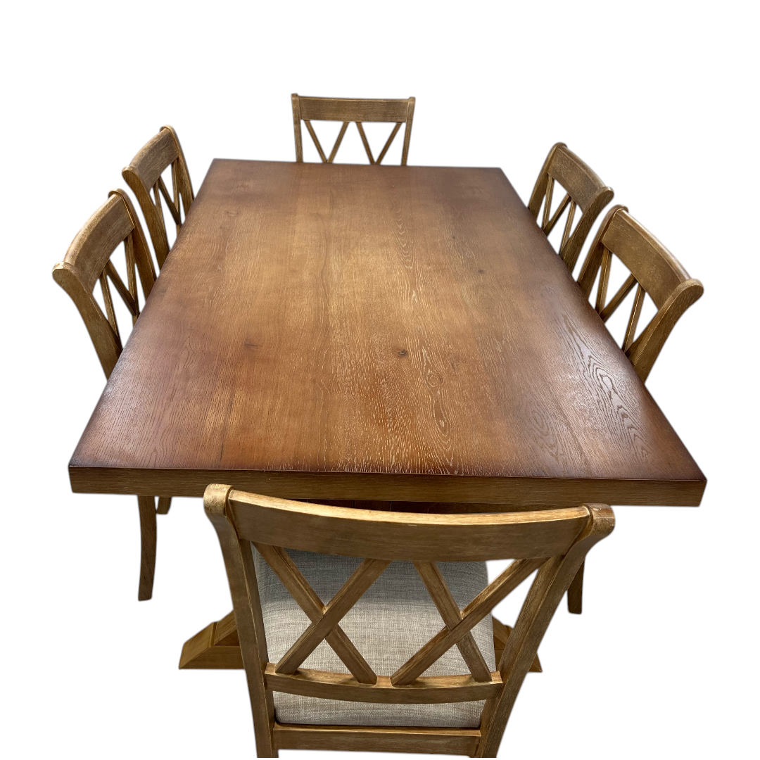 Lark Manor Tamika Enna Morden Farmhouse Wood Trestle Dining Set