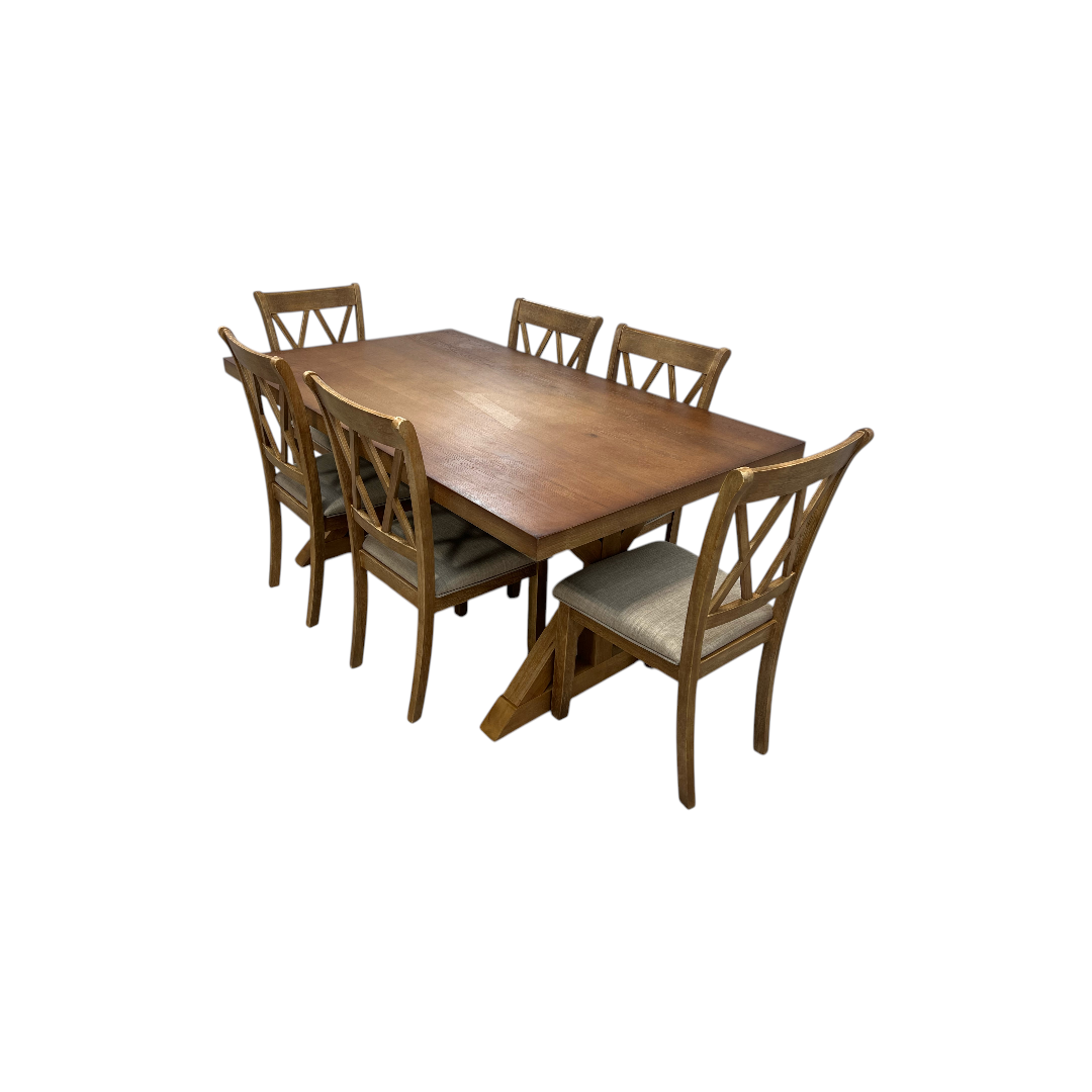 Lark Manor Tamika Enna Morden Farmhouse Wood Trestle Dining Set