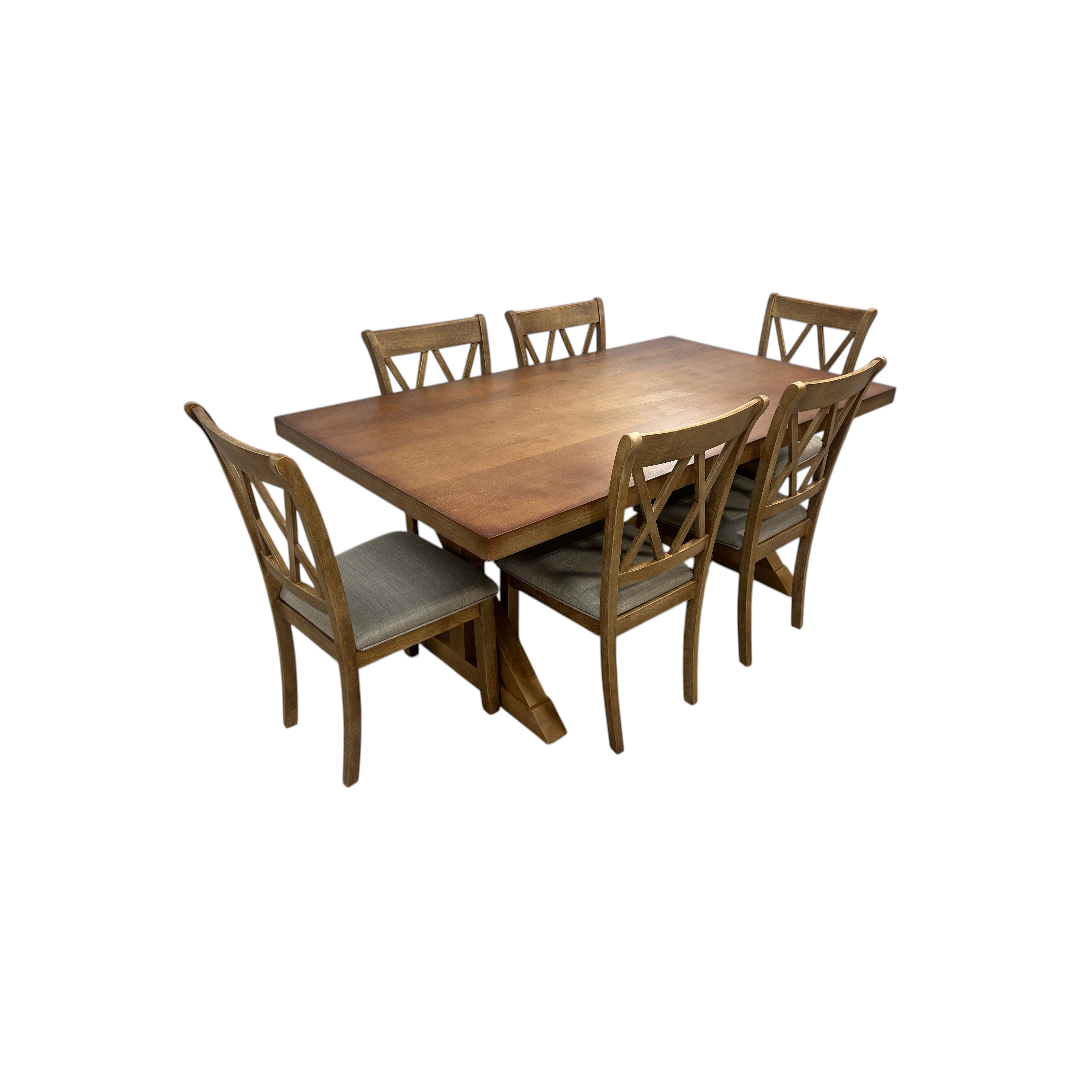 Lark Manor Tamika Enna Morden Farmhouse Wood Trestle Dining Set