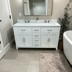 Lark Manor Vannes Bathroom Vanity with Solid Hardwood Frame Quartz Countertop