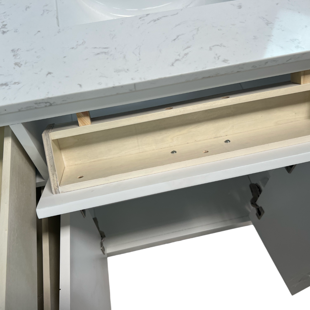 Lark Manor Vannes Bathroom Vanity with Solid Hardwood Frame Quartz Countertop